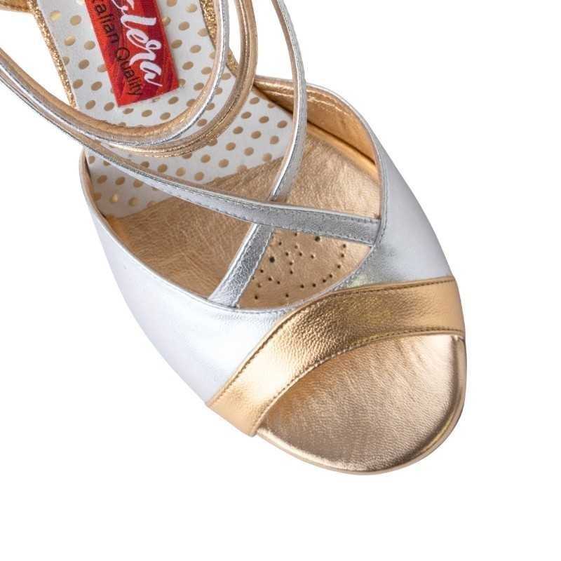 Women's tango shoe A50 Oro Argento Laminato Heel 7 cm | Tangolera Shoes