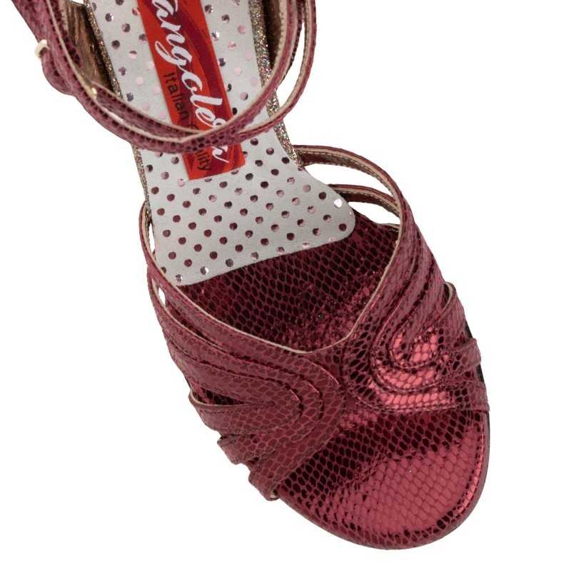 Women's tango shoe in Bordeaux colour  A33CL Bordeaux Pitoncino Heel 9 cm | Tangolera Shoes