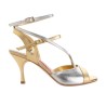 Scarpa da tango donna A50 Oro Argento Laminato Tacco 7 cm | Tangolera Shoes
