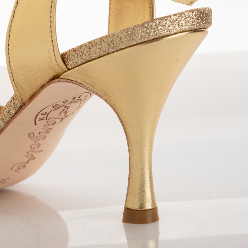 Women's tango shoe A50 Oro Argento Laminato Heel 7 cm | Tangolera Shoes