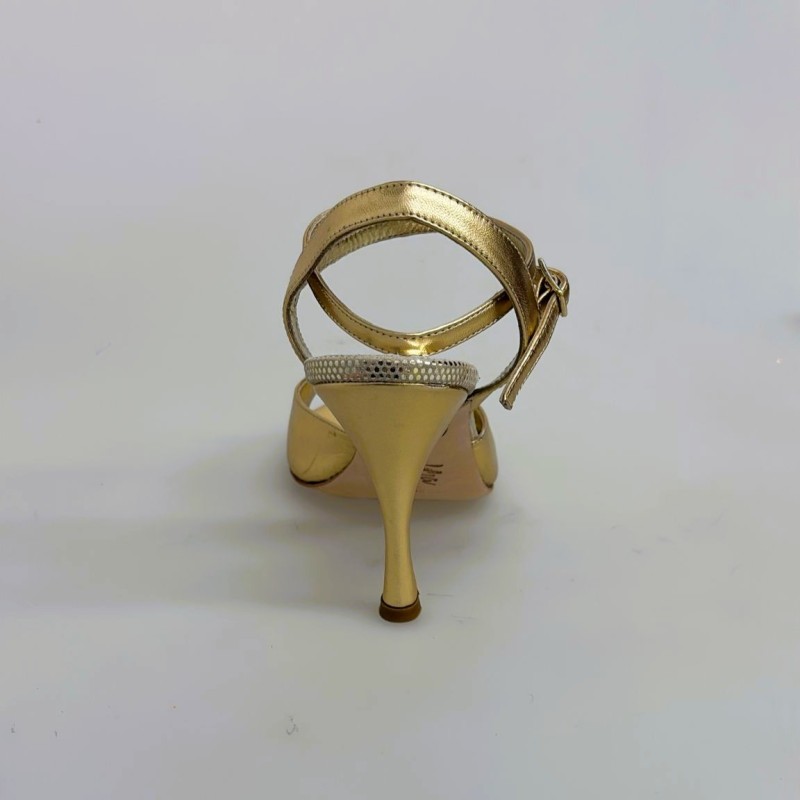Scarpa da tango donna A31CL Laminato Oro Tacco 9 cm CON PICCOLO DIFETTO  | Tangolera Shoes