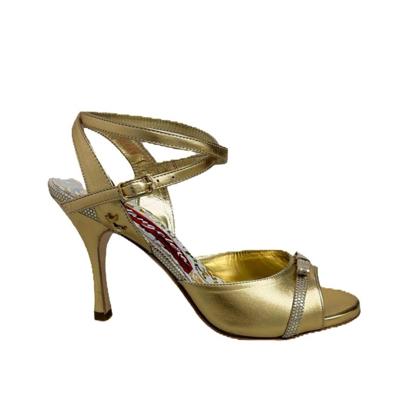Women's tango shoes  A31CL Laminato Oro  Heel 9 cm WITH A SMALL DEFECT | Tangolera Shoes