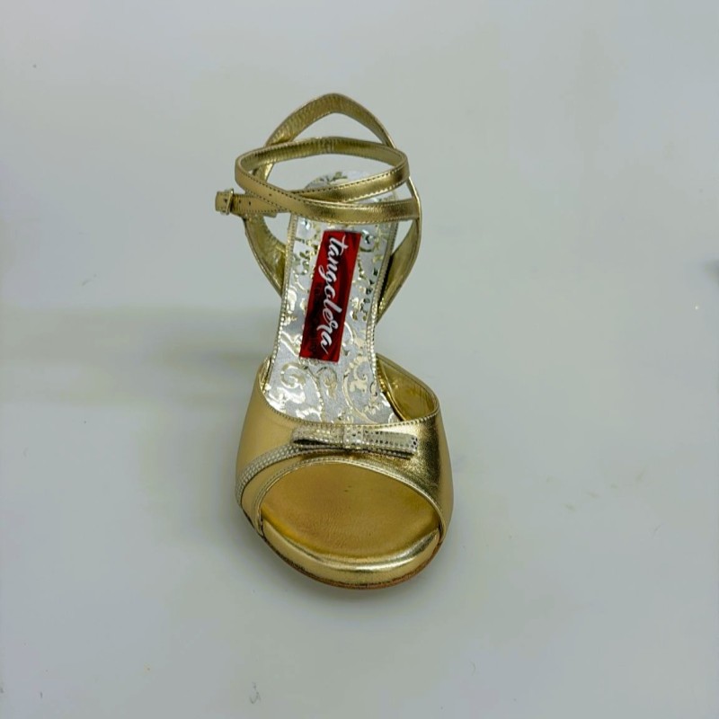 Scarpa da tango donna A31CL Laminato Oro Tacco 9 cm CON PICCOLO DIFETTO  | Tangolera Shoes