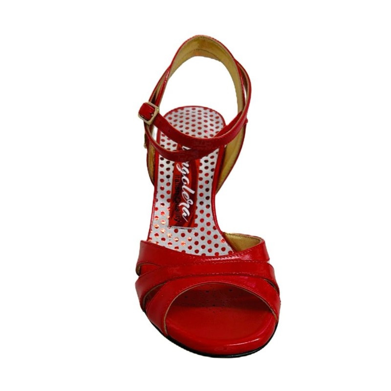 Scarpa da tango donna A6 Rosso Vernice Calzata Stretta Tacco 7 cm CAMPIONE | Tangolera Shoes