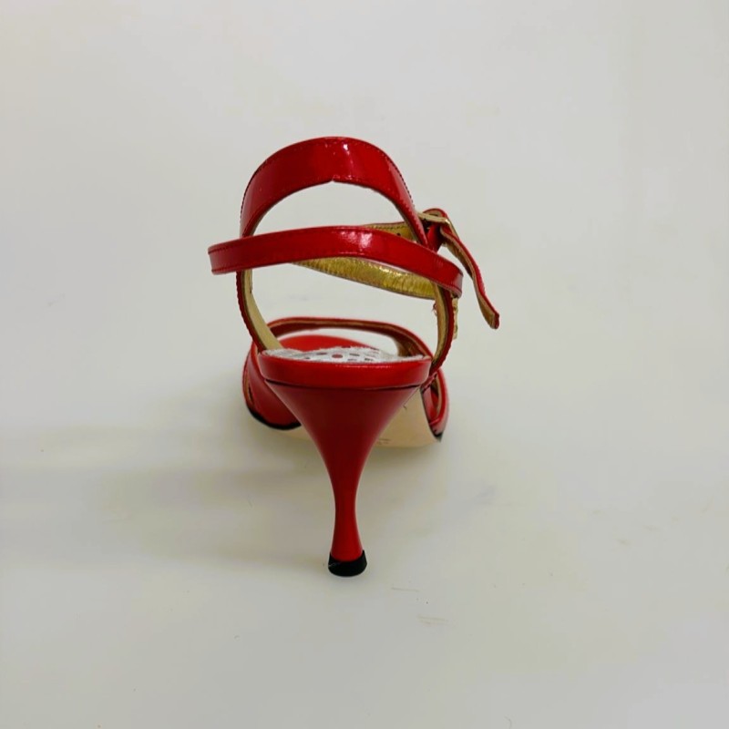 Scarpa da tango donna A6 Rosso Vernice Calzata Stretta Tacco 7 cm CAMPIONE | Tangolera Shoes