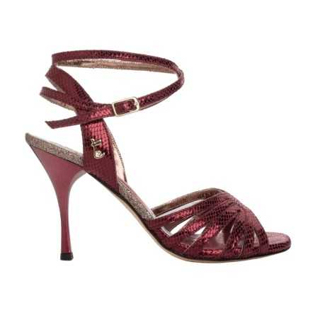Women's tango shoe in Bordeaux colour  A33CL Bordeaux Pitoncino Heel 9 cm | Tangolera Shoes