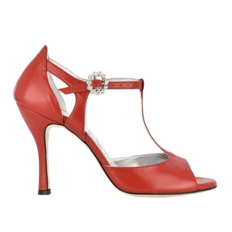 N11B Nappa rossa Glitter Tacco 9 cm