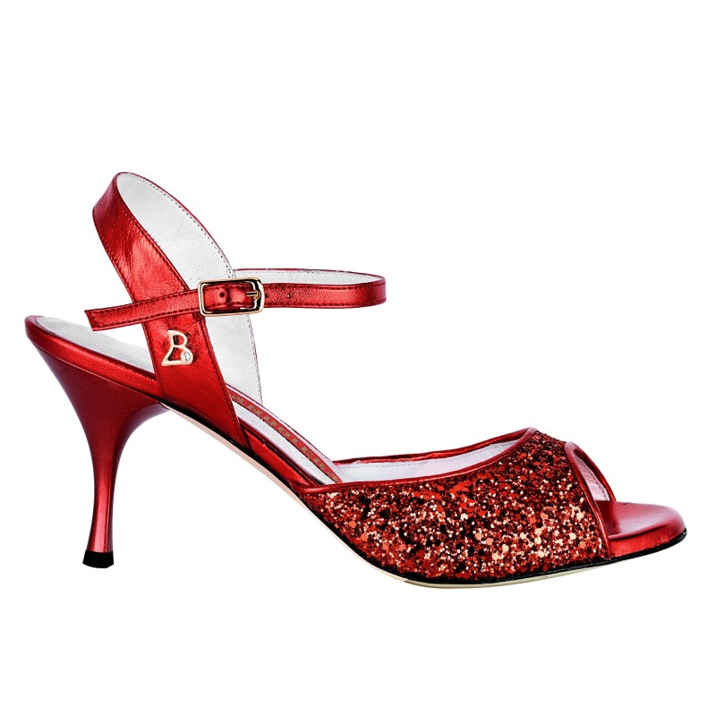 A1 Glitter Rosso Tacco 7 cm CON PICCOLO DIFETTO