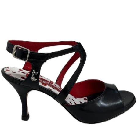 Scarpa da tango donna A25 Total Black Tacco 7 cm | Tangolera Shoes
