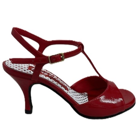 Scarpa da tango donna C1 Rosso Pianta Larga Tacco 7 cm CAMPIONE | Tangolera Shoes